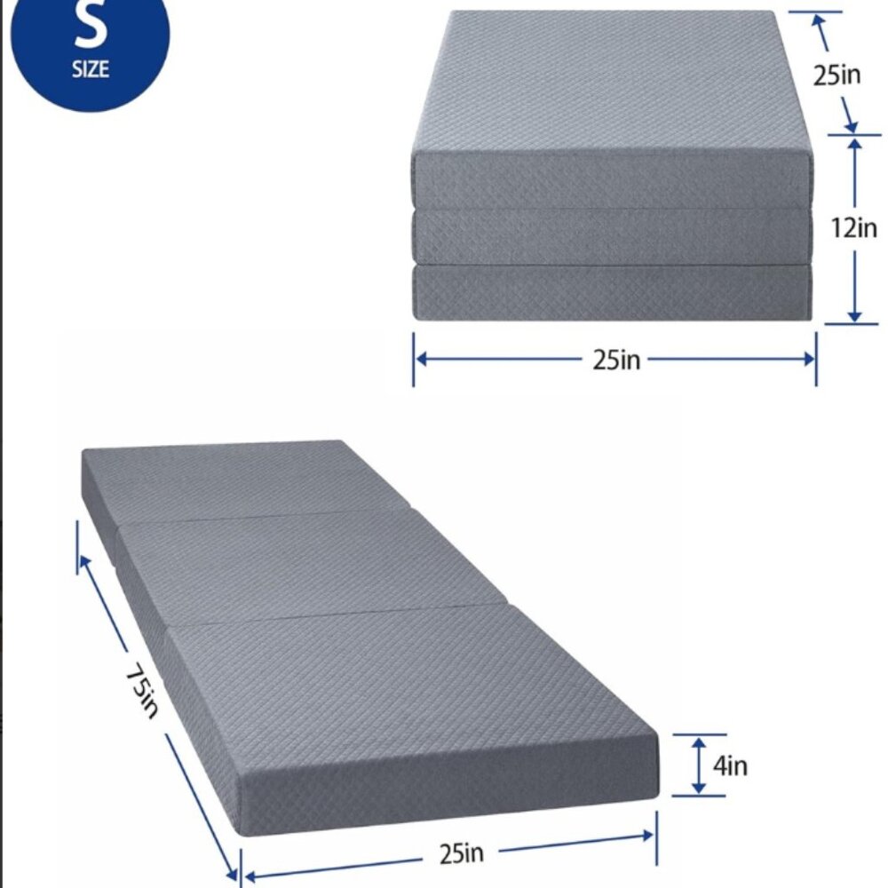 4 INCH TRI FOLDING MEMORY FOAM TOPPER